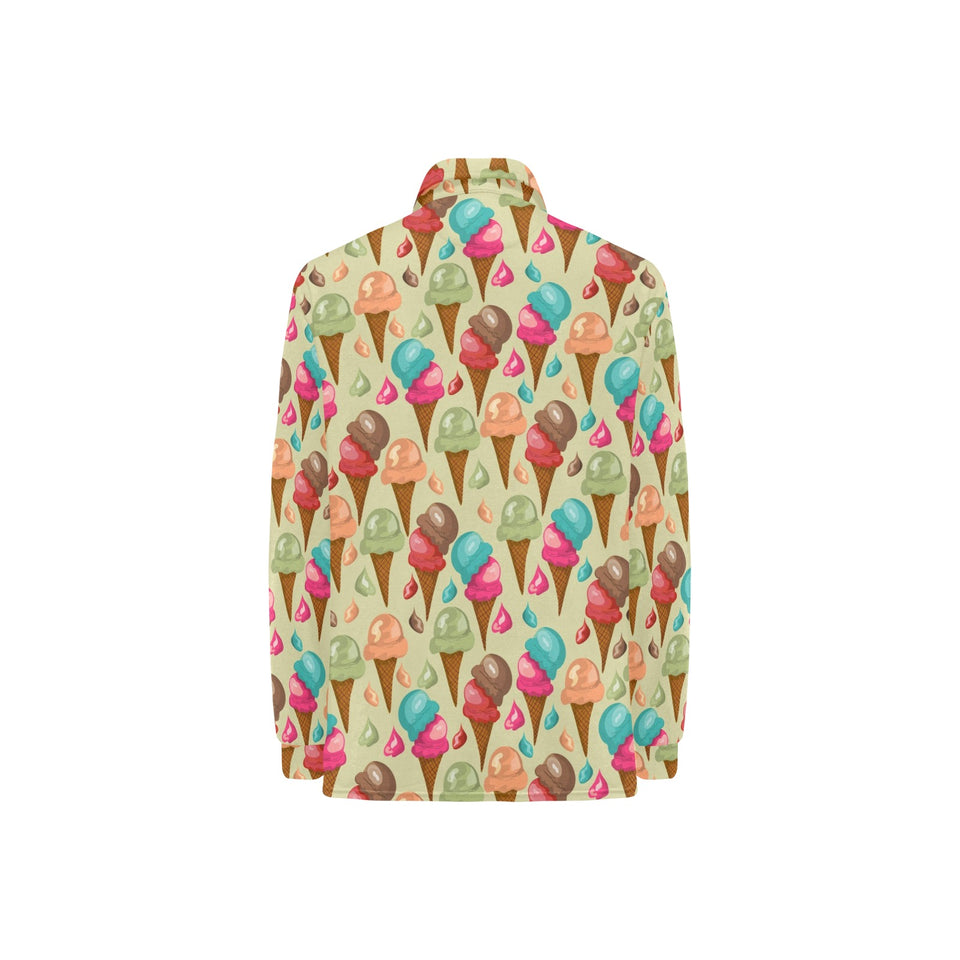 Colorful ice cream pattern Women's Long Sleeve Polo Shirt