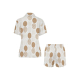 Gold Texture mushroom pattern Women's V-Neck Short Pajama Set