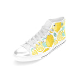 lemon design pattern Women's High Top Canvas Shoes White