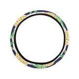 Pineapples pattern striped background Car Steering Wheel Cover