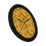 Bee flower pattern Elegant Black Wall Clock