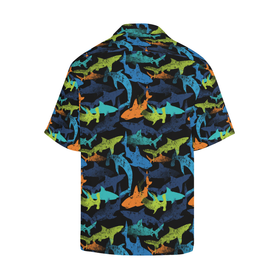 Colorful shark Men's All Over Print Hawaiian Shirt