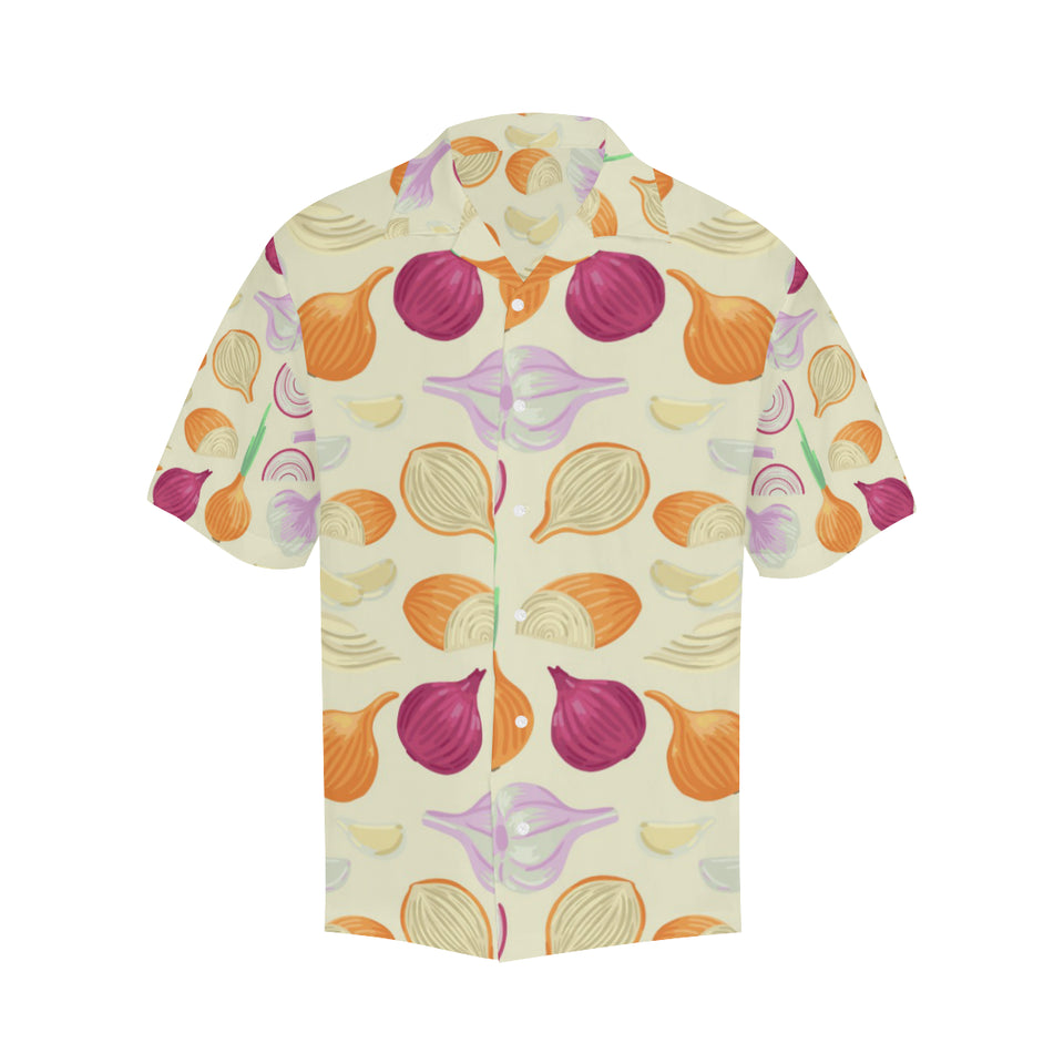 Onion garlic white red pattern Men's All Over Print Hawaiian Shirt