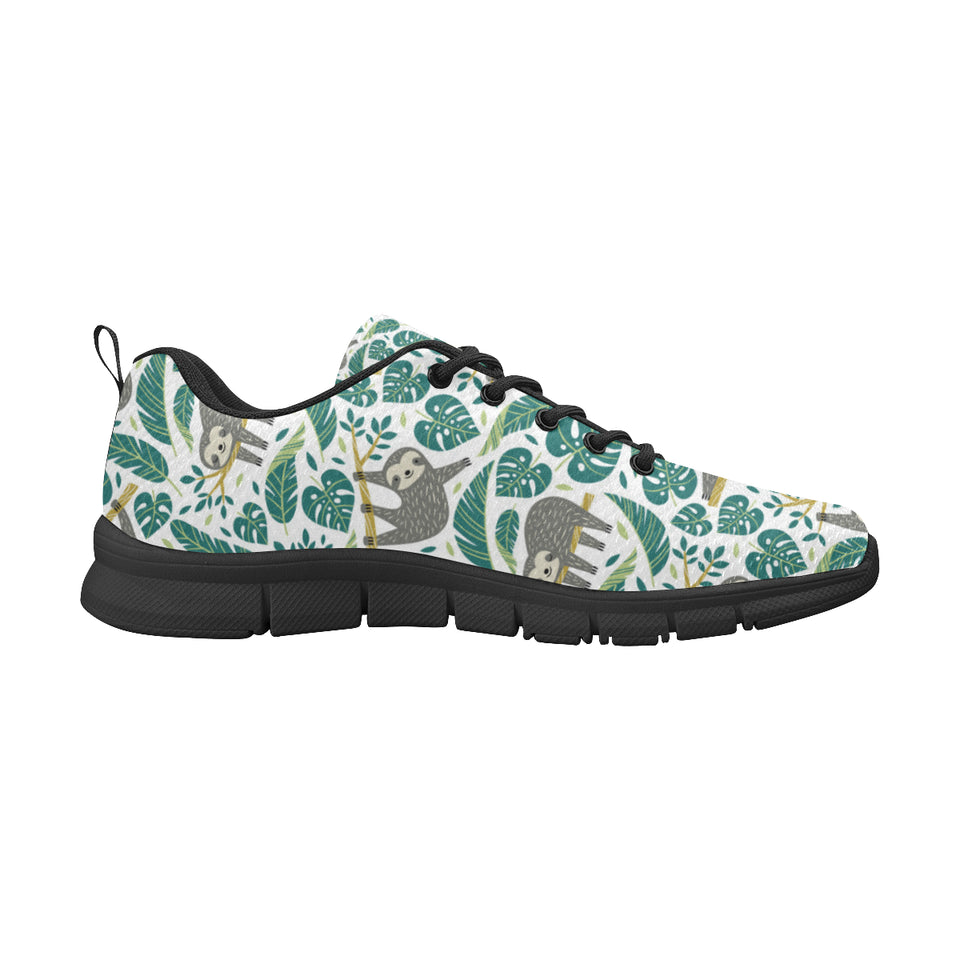 Cute sloths tropical palm leaves white background Men's Sneaker Shoes