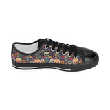 Sugar skulls flower maxican pattern Kids' Boys' Girls' Low Top Canvas Shoes Black