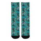 Anchor nautical green background Crew Socks