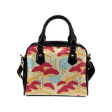 Red Bonsai gray sun japanese pattern Shoulder Handbag