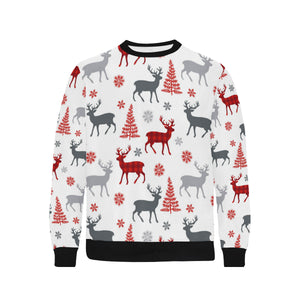 Deer tree snowflakes chrismas pattern Men's Crew Neck Sweatshirt