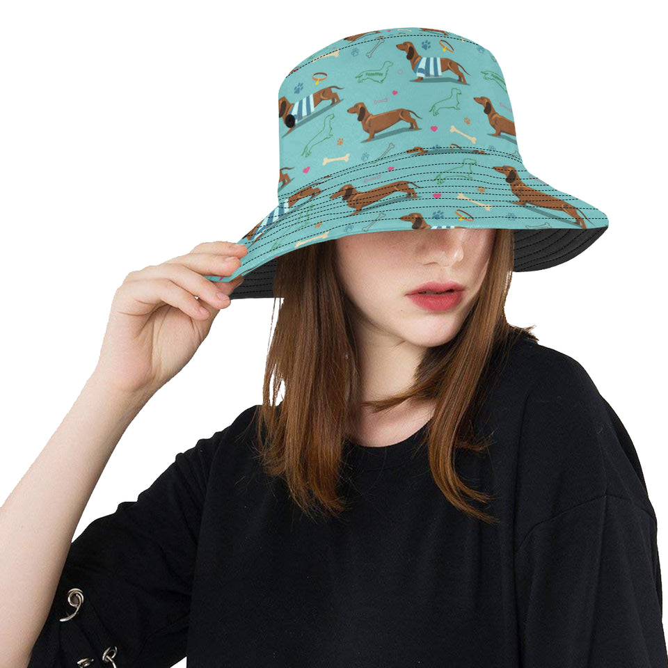 Dachshund decorative background Unisex Bucket Hat