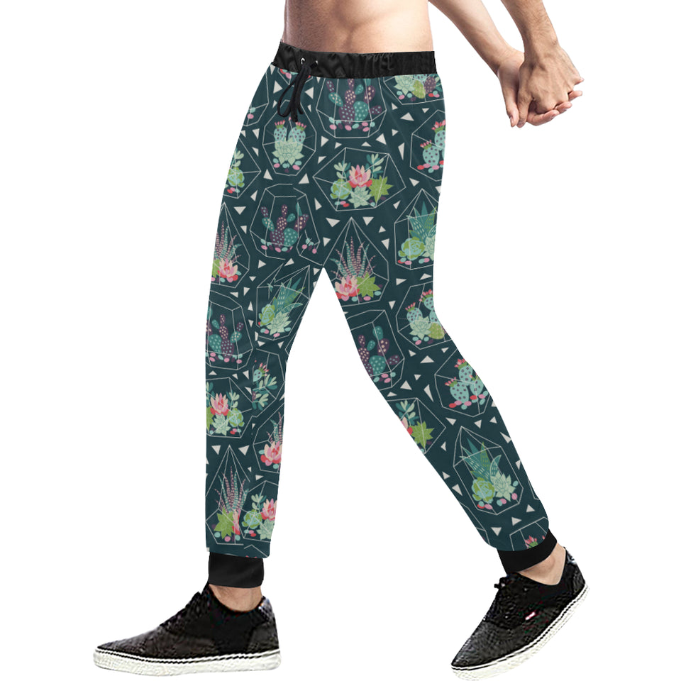 Cactus glass terrarium pattern Unisex Casual Sweatpants