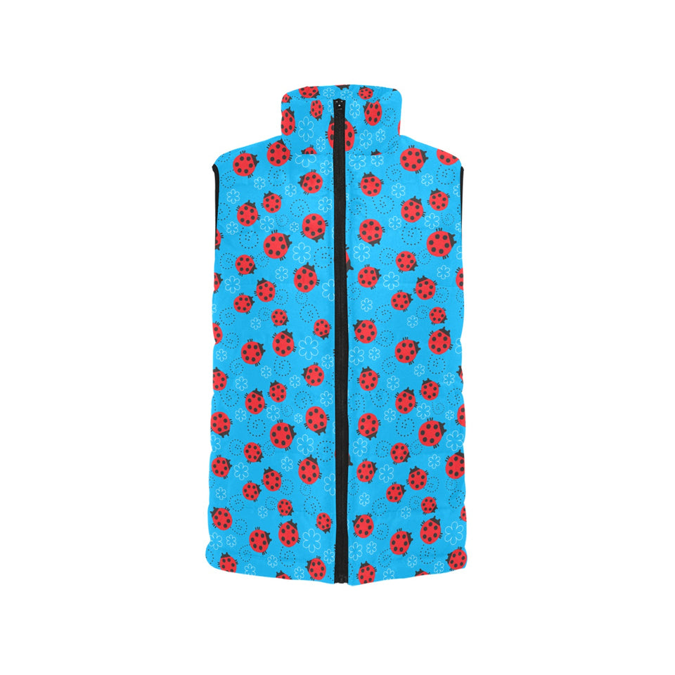 Ladybug Pattern Print Design 02 Women's Padded Vest