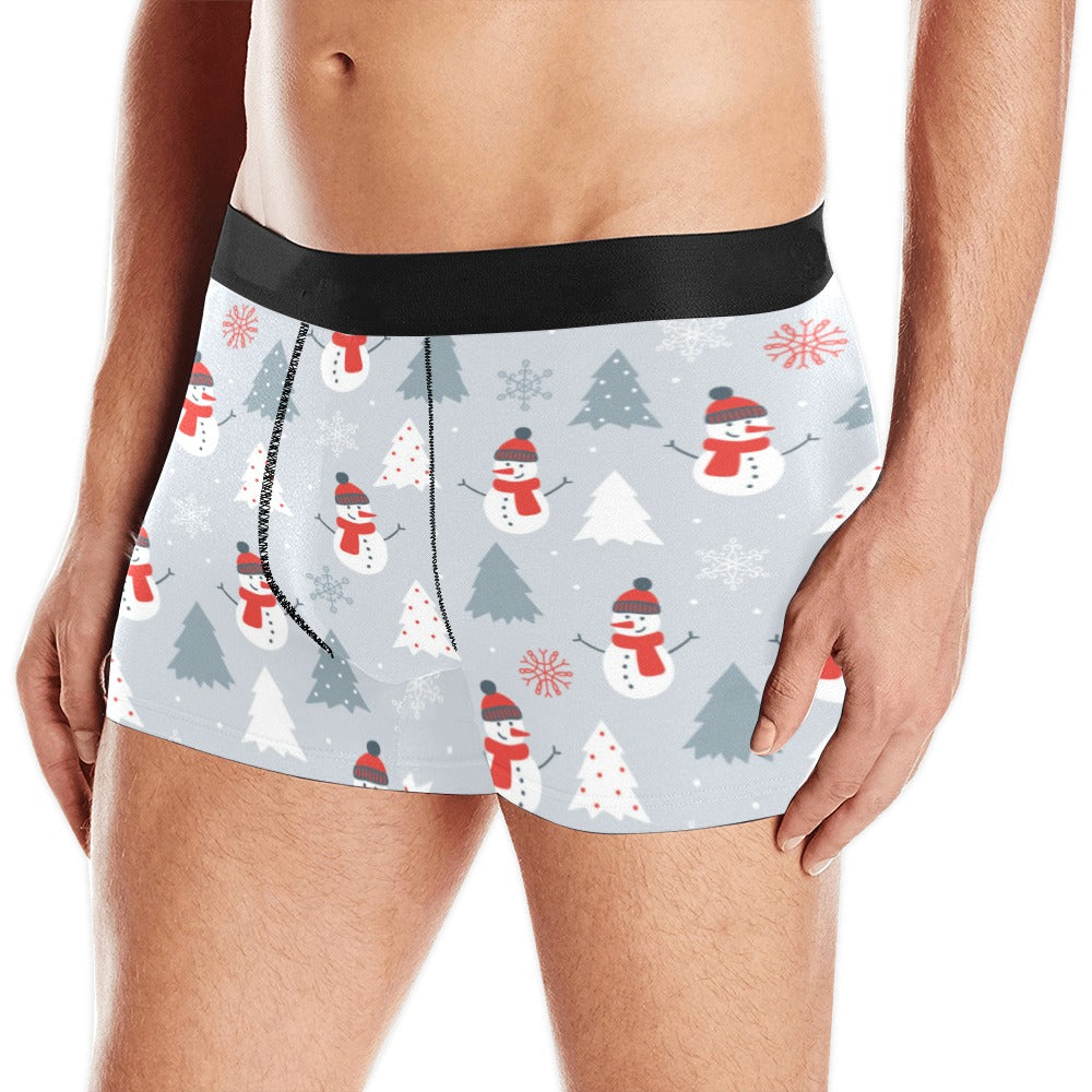 Snowman christmas  tree snow gray background Men's All Over Print Boxer Briefs Men's Underwear