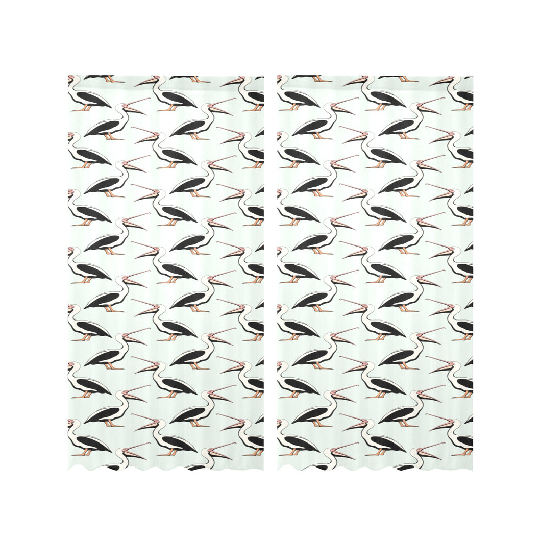Pelican Pattern Print Design 02 Gauze Curtain