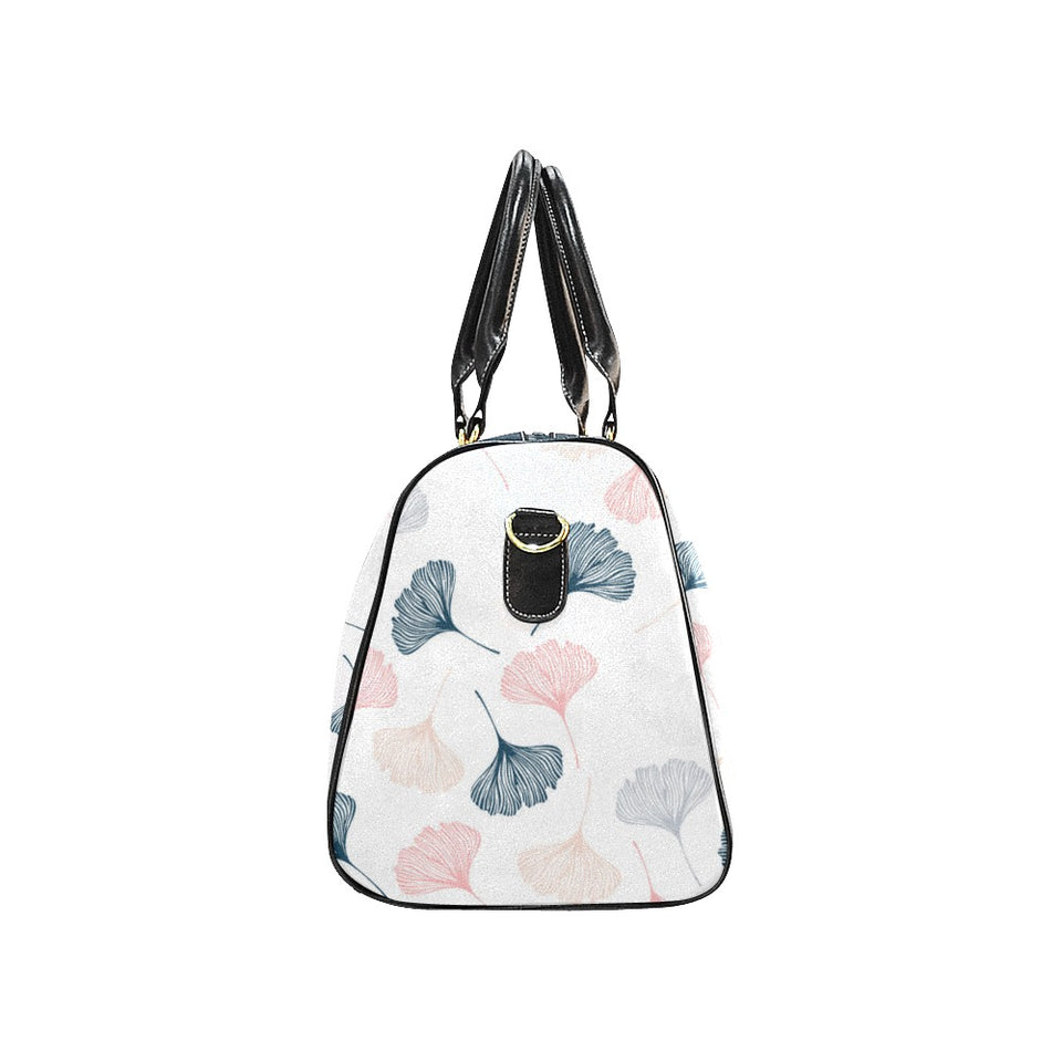 Black Gray Cream coral ginkgo leaves pattern Travel Bag