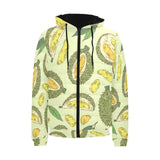 Durian leaves pattern background Men's Padded Hooded Jacket