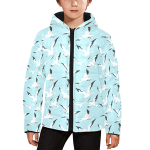 Seagull Pattern Print Design 01 Kids' Boys' Girls' Padded Hooded Jacket