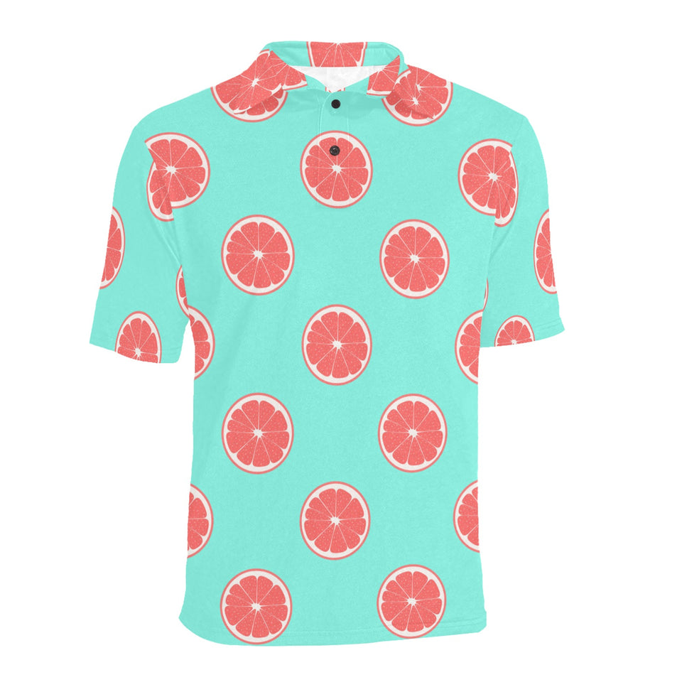 Grapefruit green background Men's All Over Print Polo Shirt