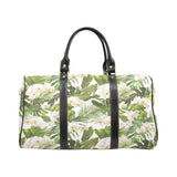 White orchid flower tropical leaves pattern Travel Bag
