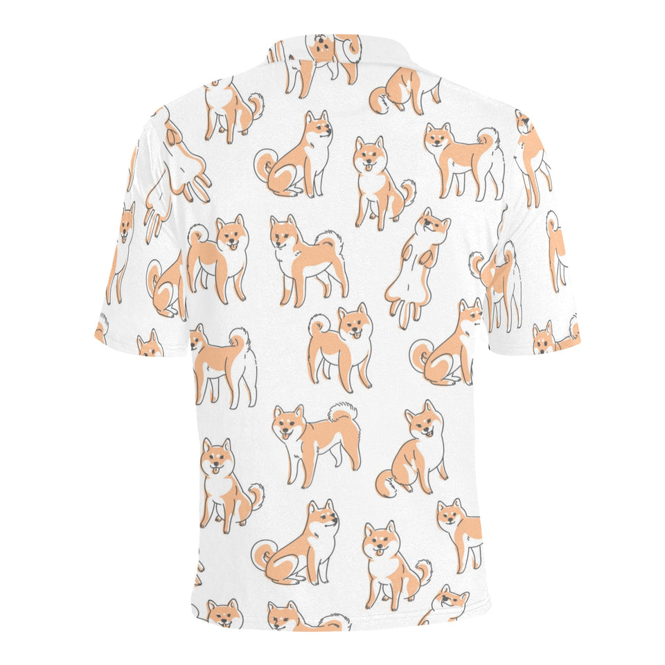 shiba inu dog pattern Men's All Over Print Polo Shirt
