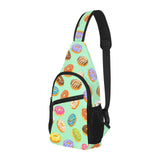 Colorful donut pattern green background All Over Print Chest Bag