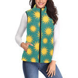 Sun green background Women's Padded Vest