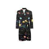 space pattern Men's Long Sleeve Belted Night Robe