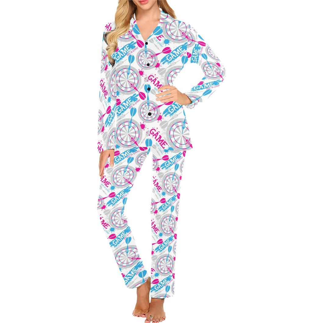 Darts Pattern Print Design 01 Women's Long Pajama Set