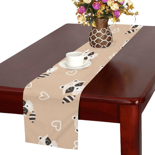 Cute raccoon heart pattern Table Runner