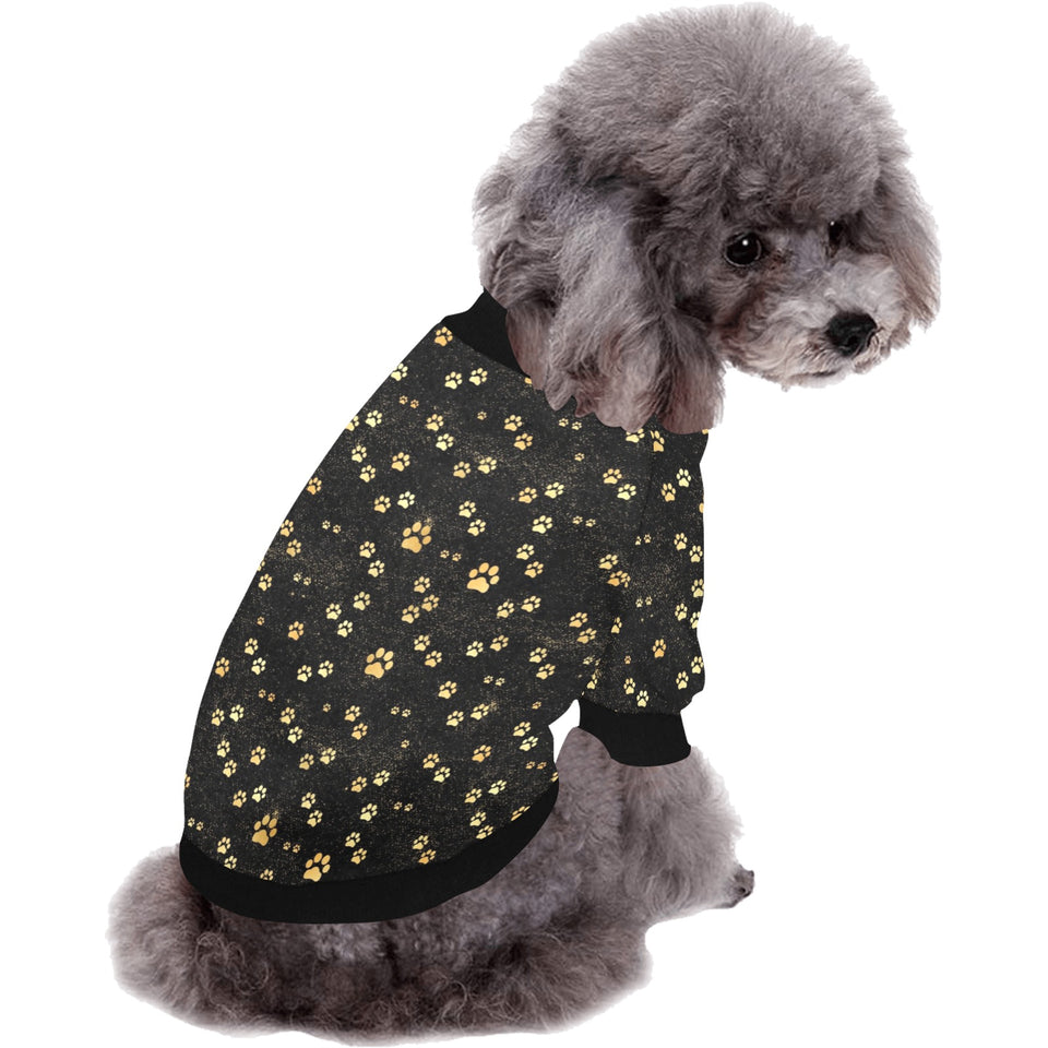 Dog Paws Pattern Print Design 05 All Over Print Pet Dog Round Neck Fuzzy Shirt