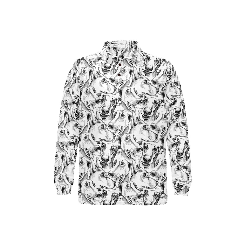 Greyhound Pattern Print Design 01 Men's Long Sleeve Polo Shirt