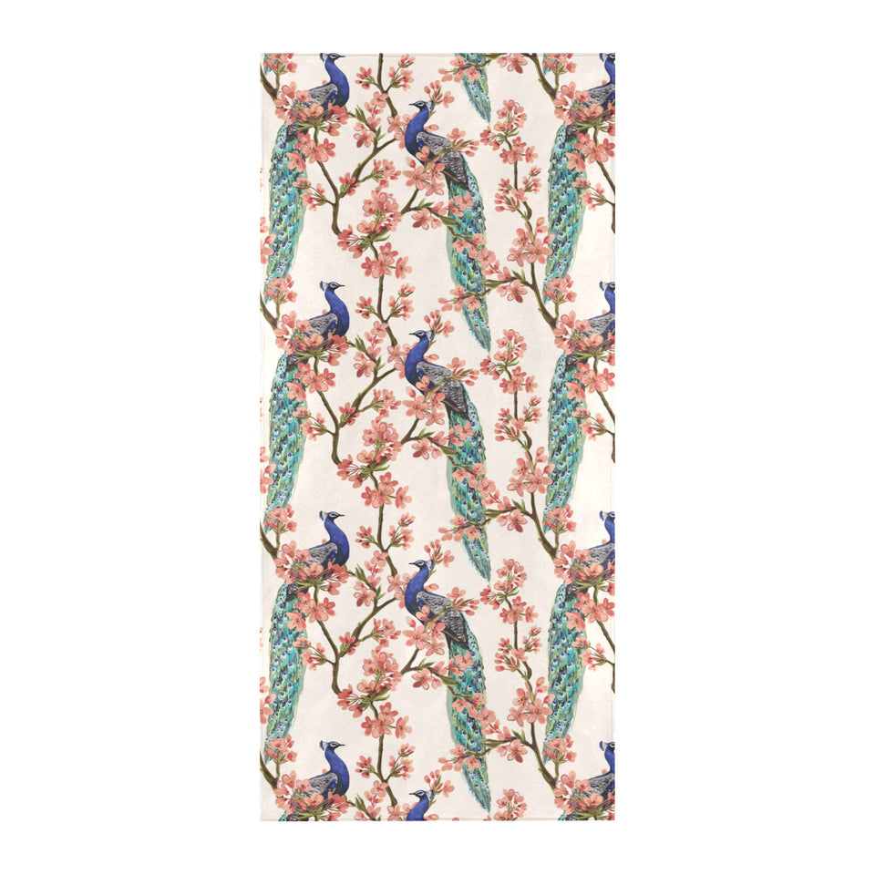 Peacock tropical flower pattern Beach Towel