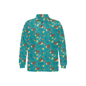 Hedgehog Pattern Print Design 01 Men's Long Sleeve Polo Shirt