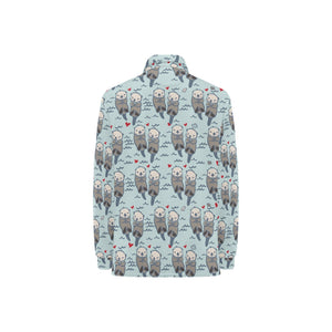 Lovely Sea Otter Pattern Women's Long Sleeve Polo Shirt