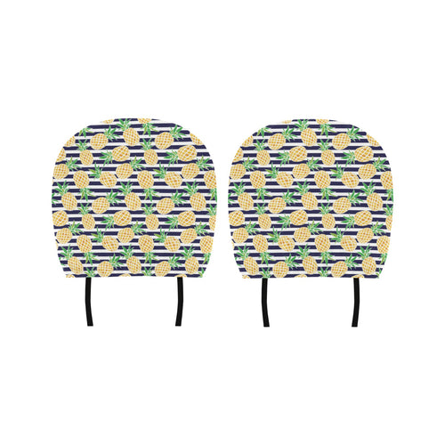 Pineapples pattern striped background Car Headrest Cover