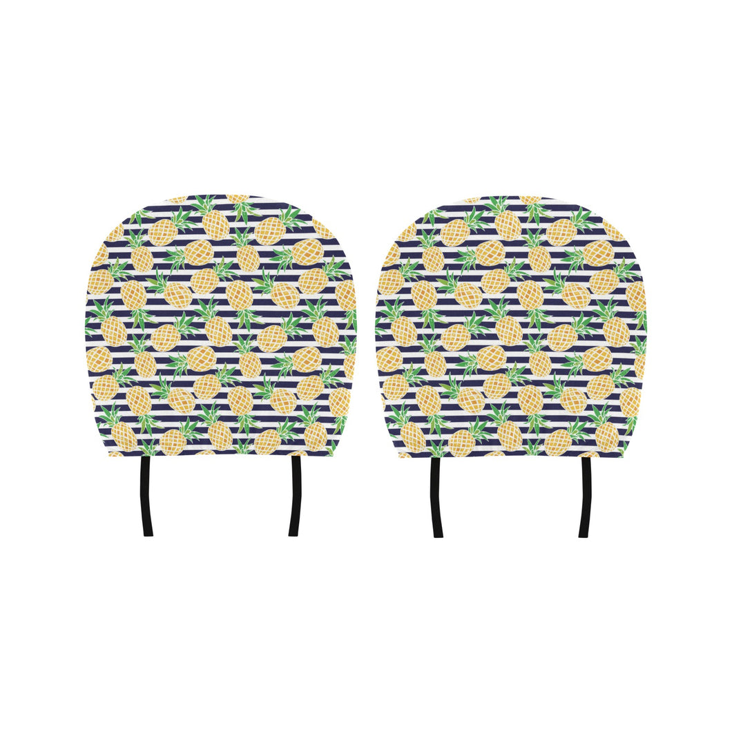 Pineapples pattern striped background Car Headrest Cover