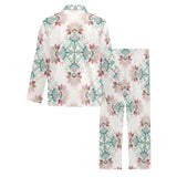 Square floral indian flower pattern Men's Long Pajama Set