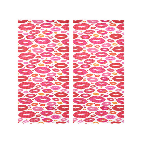 Lips Pattern Print Design 01 Gauze Curtain