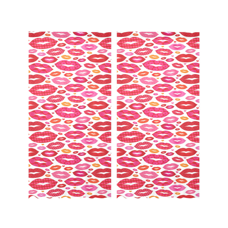 Lips Pattern Print Design 01 Gauze Curtain