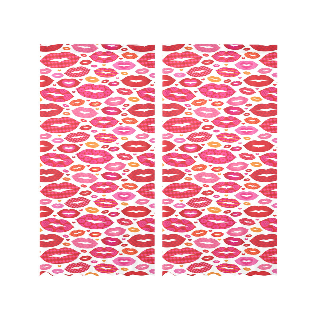 Lips Pattern Print Design 01 Gauze Curtain