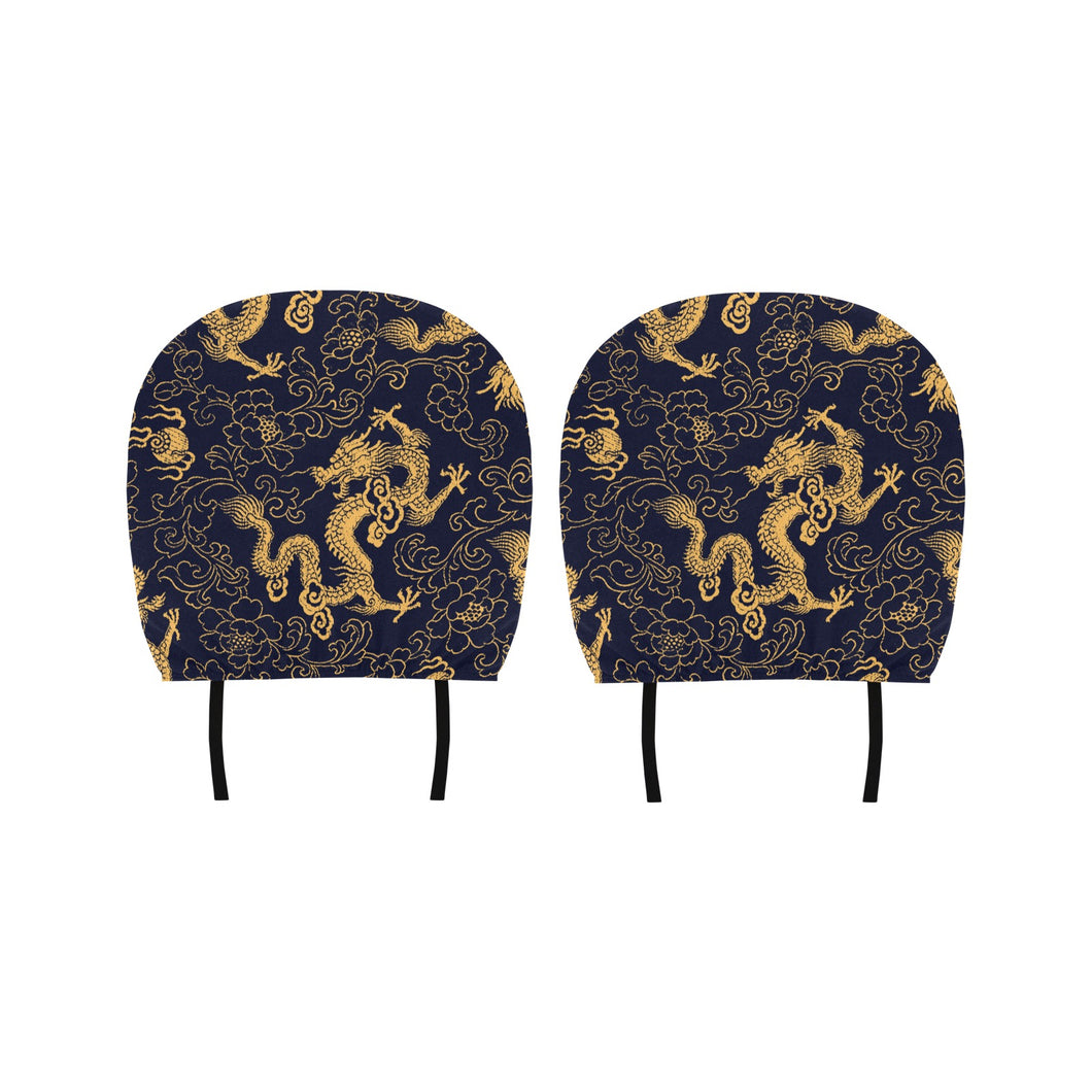 Gold dragon pattern Car Headrest Cover