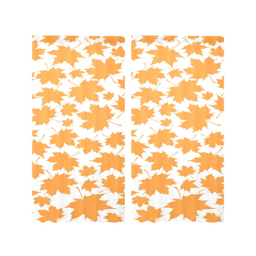 Orange Maple Leaf pattern Gauze Curtain