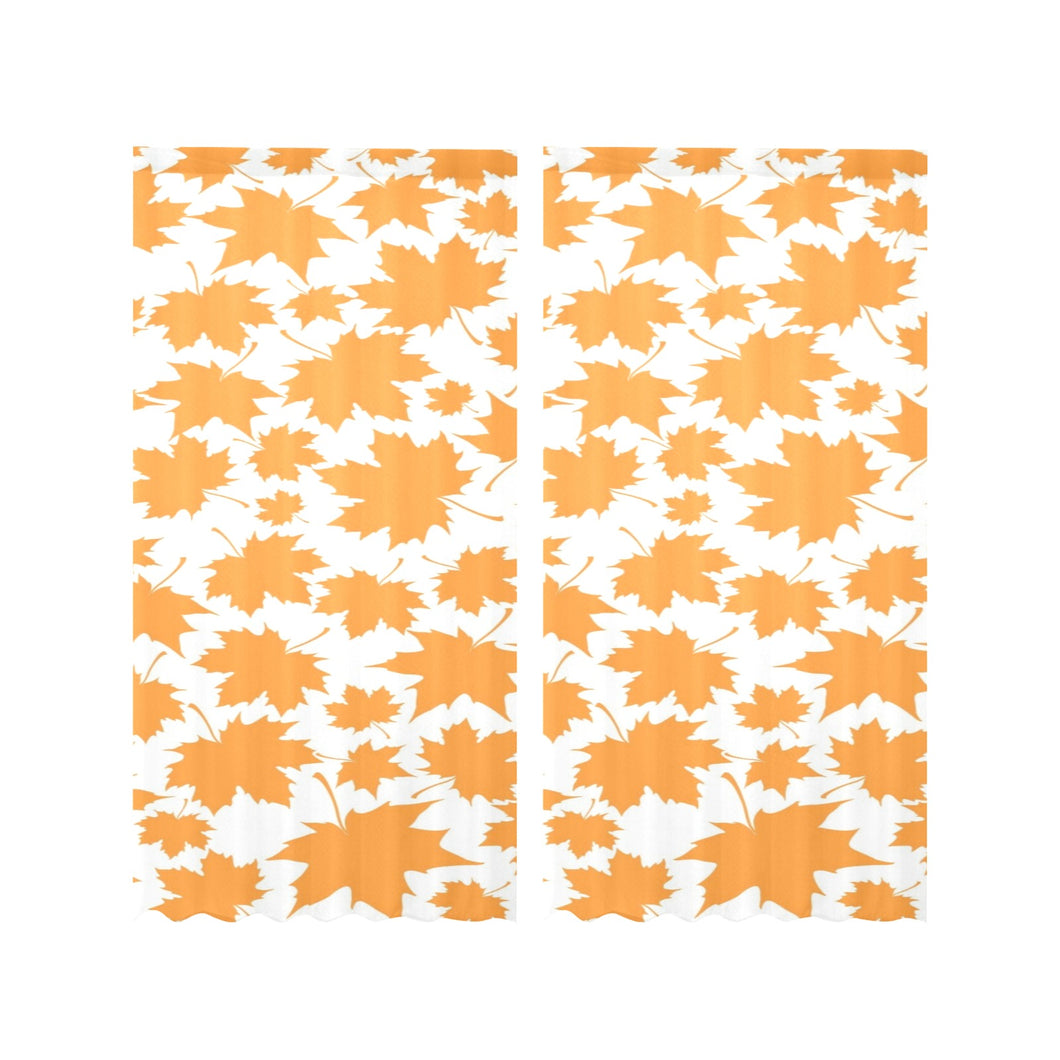 Orange Maple Leaf pattern Gauze Curtain