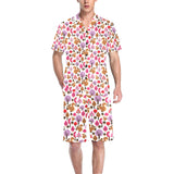 Squirrel Pattern Print Design 02 Men's V-Neck Short Pajama Set