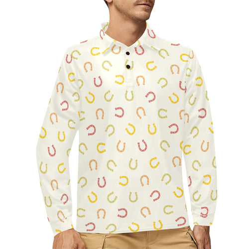 Horseshoes Pattern Print Design 02 Men's Long Sleeve Polo Shirt