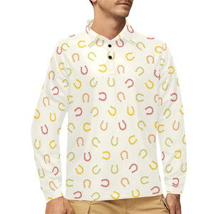 Horseshoes Pattern Print Design 02 Men's Long Sleeve Polo Shirt