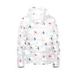 Airplane cloud grey background Kids' Boys' Girls' Padded Hooded Jacket