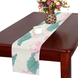 Pink lotus waterlily leaves pattern Table Runner