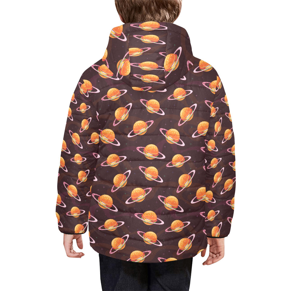 Hamburger Pattern Print Design 05 Kids' Boys' Girls' Padded Hooded Jacket