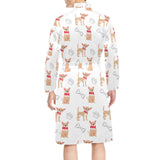 Chihuahua bone paw pattern Men's Long Sleeve Belted Night Robe