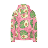 Avocado slices leaves pink back ground Kids' Boys' Girls' Padded Hooded Jacket